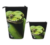 Astuccio Telescopico Cute Green Tree Python Astuccio Telescopico Portapenne Multifunzionale Con Cerniera Borsa Trucco, Pour Studente, Ragazzi, Insegnanti
