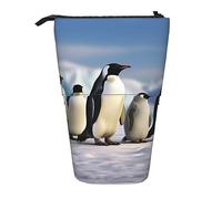 Astuccio telescopico durevole Cinque pinguini in piedi Astuccio per cancelleria per ufficio Astuccio per matite Astuccio per matite pop-up Astuccio per matite per penna per lavoro Regalo di vacanza