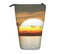 Astuccio telescopico durevole oceano tramonto tropicale isola in piedi astuccio per cancelleria per ufficio astuccio portamatite pop up astuccio stand up penna astuccio per lavoro vacanza regalo 7 ×