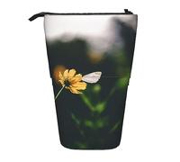 Astuccio telescopico Durevole Piccoli fiori e farfalla Astuccio per matite in piedi per cancelleria per ufficio Astuccio per matite Astuccio per matite pop-up Stand Up Pen Astuccio per matita per la
