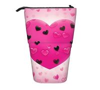Astuccio telescopico durevole rosa amore cuore in piedi astuccio per cancelleria per ufficio astuccio portamatite pop up astuccio stand up penna astuccio per lavoro vacanza regalo 7 × 5,7 pollici