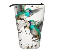 Astuccio telescopico durevole Teal Birds Musical Standing Pencil Bag per cancelleria per ufficio Astuccio per matite Pop Up Pencil Bag Stand Up Pen Pencil Pouch per lavoro Holiday Gift 7 × 5,7 polli