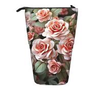 Astuccio telescopico fatto a mano con rose e fiori, astuccio portamatite portatile, astuccio per matite pop up, borsa per trucco per regalo di festa, Fiori di rosa fatti a, Taglia unica