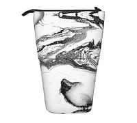 Astuccio telescopico in marmo bianco e nero Portapenne Portamatite telescopico Borsa Cancelleria, per ufficio scolastico, Natale2, Taglia unica, Organizer per borse