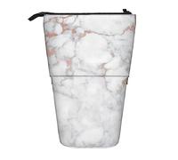 Astuccio telescopico in marmo bianco oro rosa Portapenne Portamatite telescopico Borsa Cancelleria, per ufficio scolastico, Natale2, Taglia unica, Organizer per borse