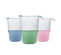 Astuccio telescopico in tela, con cerniera B, 3 pezzi, Rosa, blu e verde