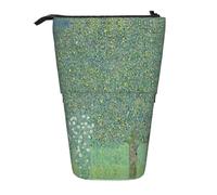 Astuccio telescopico in tessuto Oxford con cespugli di rose sotto gli alberi, portatile, per ragazzi, ragazze, adolescenti, studenti, ufficio, Nero , Taglia unica