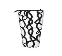 Astuccio Telescopico Infinity Strokes Black On White Astuccio Portamatite Con Cerniera Portatile Borsa Trucco, Pour Scolastico, Ragazze, Uffici