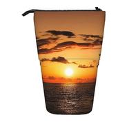 Astuccio telescopico Nave durevole sotto il tramonto Astuccio per matite in piedi per cancelleria per ufficio Astuccio per matite Astuccio per matite pop-up Stand Up Pen Astuccio per matita per lavo