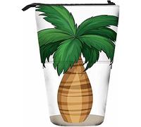Astuccio telescopico per cancelleria, palma, con chiusura a cerniera, per donna, uomo, ragazzo, ragazza, albero, pianta, esotico, tropicale, , cartone animato, foglie di cocco, ombra, botanico