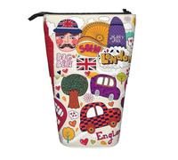 Astuccio telescopico per matite con giornale scolastico in inglese, in tessuto Oxford, portatile, per ragazzi, ragazze, adolescenti, studenti, ufficio, Nero , Taglia unica