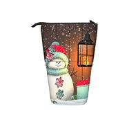 Astuccio telescopico per matite con paesaggio natalizio, portatile, con albero di Natale e pupazzo di neve, con scatola regalo, luna e sagoma di Babbo Natale che vola su una slitta, Colore 7, Taglia