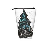 Astuccio telescopico per matite con paesaggio natalizio, portatile, con albero di Natale e pupazzo di neve, con scatola regalo, luna e sagoma di Babbo Natale che vola su una slitta, Colore 6, Taglia