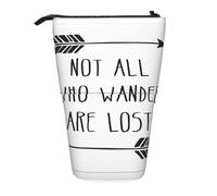 Astuccio telescopico per matite con stampa "Not All Who Wander are Lost", astuccio per matite o trucchi, Nero , Taglia unica