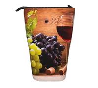 Astuccio telescopico per matite con vino e uva, astuccio portatile per matite pop up, astuccio per trucchi per regalo di festa