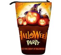 Astuccio telescopico per matite di Halloween, astuccio per penne con chiusura a cerniera, per donne, uomini, ragazzi, ragazze, feste, unisciti a noi per una notte di divertimento, zucca, chiaro di lu