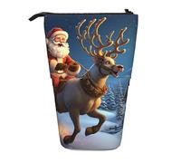 Astuccio telescopico per matite pop-up carino portapenne telescopico giungla tigri cucciolo di tigre in piedi, Babbo Natale con renna, Taglia unica, Astuccio per trucchi