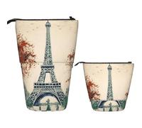 Astuccio telescopico per matite pop-up carino portapenne telescopico rosa farfalla in piedi astuccio matita, Parigi Città Albero Torre Eiffel Arte, Taglia unica, Astuccio per trucchi