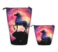 Astuccio telescopico per matite pop-up carino portapenne telescopico rosso montagna e barca in piedi astuccio portamatite, Silhouette di cavallo galassia magica, Taglia unica, Astuccio per trucchi