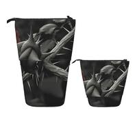 Astuccio telescopico per matite pop up, grazioso portapenne telescopico con silhouette di fiori gialli, Triangolo e spine, Taglia unica, Astuccio per trucchi