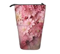 Astuccio telescopico per matite vintage, con supporto per auto, astuccio portatile per matite e trucchi, regalo per le vacanze, Fiori Rosa Floreale, Taglia unica