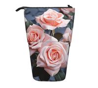 Astuccio telescopico rosa con labbra rosa in piedi astuccio portamatite portatile pop up portamatite borsa trucco per regalo di vacanza, Rosa Fiori, Taglia unica