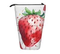 Astuccio telescopico rosa con labbra rosa in piedi astuccio portamatite portatile pop up portamatite borsa trucco per regalo di vacanza, Acquerello Rosa Fragola, Taglia unica