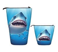 Astuccio Telescopico Smiling Shark Portapenne Grande Capacità Portatile Trucco Portamonete, Pour Pennello, Ragazze, Insegnanti