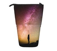 Astuccio telescopico Universo sotto il cielo notturno Stampa Astuccio per matite in piedi Astuccio per cancelleria Portapenne telescopico Portamatite pop-up per lavoro d'ufficio Regalo di festa