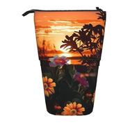 Astuccio telescopico verde e bianco design stand up matita astuccio portatile pop up matita titolare trucco borsa per regalo di vacanza, Modello tramonto e barca a vela, Taglia unica
