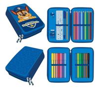 CERDÁ Astuccio Paw Patrol - triplo con matite, pennarelli e penne - Azzurro 12,5x19,5x4,5 cm