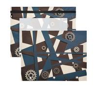 Astuccio trasparente a 3 fori per lettere A4, confezione da 2 pezzi, per insegnanti stratta, parti artistiche, geometriche, blu navy, beige
