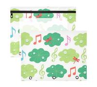 Astuccio trasparente a 3 fori per lettere formato A4, confezione da 2 pezzi, per studenti che tornano a scuola, foglie estive, gocce d'acqua colorate