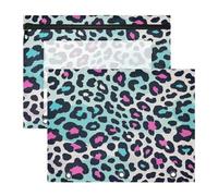 Astuccio trasparente a 3 fori per lettere formato A4, confezione da 2 pezzi, per studenti e classi di ghepardo, pelle colorata