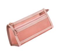 Astuccio trasparente a doppio strato sacchetti in rete borsa a rete grande capacità penna per il ritorno a scuola forniture per ragazza trasparente a doppio strato sacchetto in rete per studenti, B