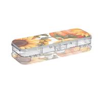 Astuccio trasparente a due piani con girasoli, zucca, arancione, per adolescenti, 21,9 cm di lunghezza x 7,6 cm di larghezza x 4,8 cm di altezza