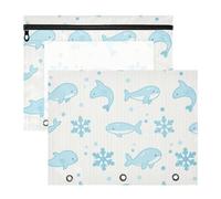 Astuccio trasparente con finestra a 3 fori per lettere di carta A4, confezione da 2 articoli artistici per insegnanti, animali oceanici, balene, strisce azzurre estuche per lapices