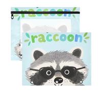 Astuccio trasparente con finestra per raccoglitori a 3 anelli, confezione da 2 articoli per la scuola per studenti, con scritta "Just a girl who loves Raccoon"