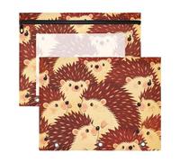 Astuccio trasparente con finestra per raccoglitori a 3 anelli, confezione da 2 pezzi, per studenti, ufficio, carino, cartone animato, piccolo riccio