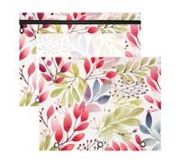 Astuccio trasparente con foglie colorate con cerniera | Finestra trasparente per afferrare rapidamente, ampia vestibilità piatta, organizer per studio minimalista