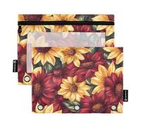 Astuccio trasparente con motivo floreale e fiori autunnali per anelli, impermeabile, per scuola, casa, viaggi, biglietti, Fiori autunnali floreali, 1 sizex2