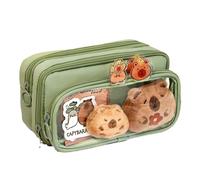 Astuccio Trasparente Fai-da-te Staccabile per Bambini con Grande Capacità a Doppio Strato, Borsa per Cancelleria per Ragazzi e Ragazze,Verde