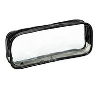 Astuccio trasparente per matite, astuccio trasparente per esami, impermeabile in PVC con cerniera, astuccio da viaggio per cosmetici A3TMBD, Nero , Borsa da toilette