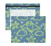 Astuccio trasparente portapenne per lettere formato A4, confezione da 2 articoli artistici per insegnanti, animali oceanici, stella marina, chartreuse, grigio