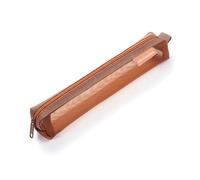 Astuccio trasparente trasparente per penne, piccolo e leggero, organizer per penne per studenti, esami scolastici, Marrone