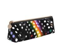 Astuccio triangolare con glitter arcobaleno a pois a righe bianche e nere con stampa triangolare per cosmetici, cancelleria organizer da viaggio versatile per tutti i giorni