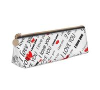 Astuccio triangolare con scritta "I Love You" e cuori, astuccio per cosmetici, cancelleria da viaggio, versatile per tutti i giorni