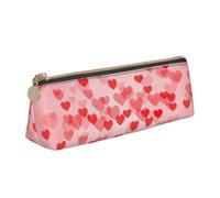 Astuccio triangolare con stampa di cuori rossi, per cosmetici, cancelleria, organizer da viaggio, versatile per tutti i giorni