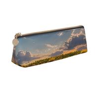 Astuccio triangolare con stampa di girasoli e luce solare, astuccio per cosmetici, organizer da viaggio, versatile per tutti i giorni