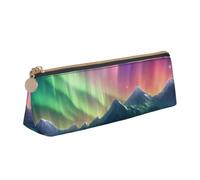 Astuccio triangolare con stampa di luci del nord scure, astuccio per cosmetici, cancelleria organizer da viaggio, versatile per tutti i giorni